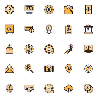 Bitcoin simgeleri paketi. Ayrı semboller koleksiyonu
