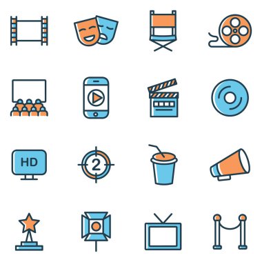 Sinema ikonları paketi. Ayrı semboller koleksiyonu