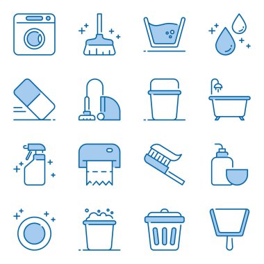 Temizlik ikonları paketi. Ayrı semboller koleksiyonu