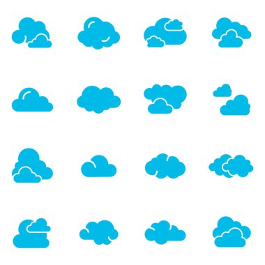 Bulut simgeleri kümesi, vektör illüstrasyonu
