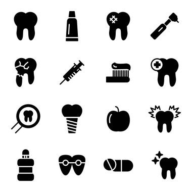 Diş simgeleri paketi. Ayrı semboller koleksiyonu 