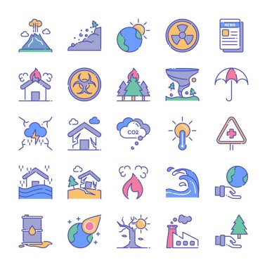 Afet simgeleri. Ayrı semboller koleksiyonu 