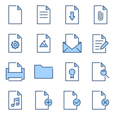 Belge simgeleri paketi. Ayrı semboller koleksiyonu 