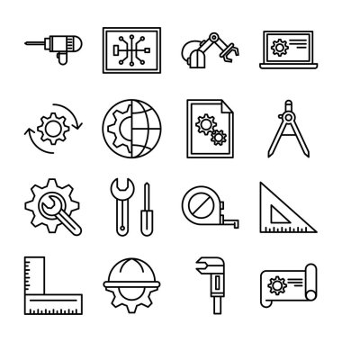 Mühendislik simgeleri. vektör illüstrasyonu
