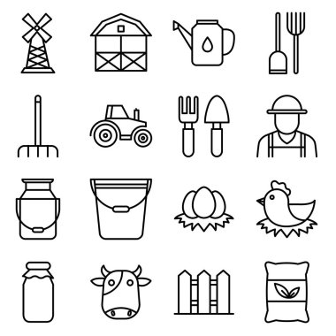 Çiftlik ikonları paketi. Ayrı semboller koleksiyonu 