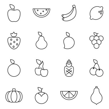 Meyve ikonları paketi. Ayrı semboller koleksiyonu 