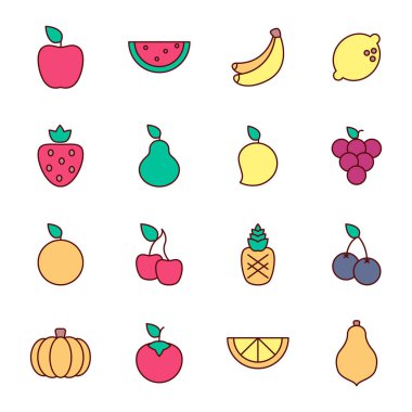 Meyve ikonları paketi. Ayrı semboller koleksiyonu 