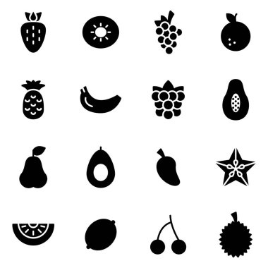 Meyve ikonları paketi. Ayrı semboller koleksiyonu 