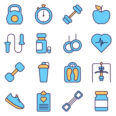 Spor aletleri ikonları. Ayrı semboller koleksiyonu 