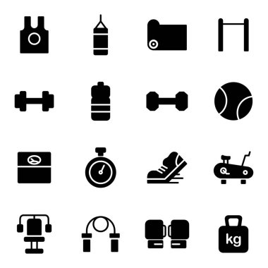 Spor aletleri ikonları. Ayrı semboller koleksiyonu 