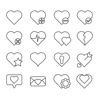 Kalp simgeleri paketi. Ayrı semboller koleksiyonu 