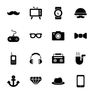 Hipster simgeleri paketlendi. Ayrı semboller koleksiyonu 