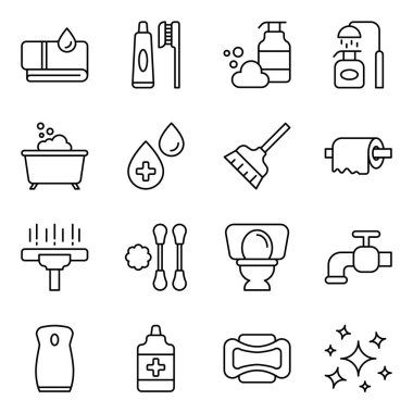 Hijyen ikonları paketi. Ayrı semboller koleksiyonu 