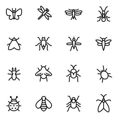 Böcek simgeleri. Ayrı semboller koleksiyonu 
