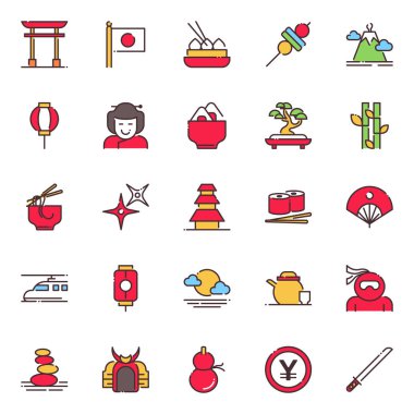 Japonya ikonları toplanır. Ayrı semboller koleksiyonu 