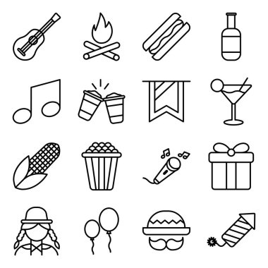 Junina simgeleri paketi. Ayrı semboller koleksiyonu 