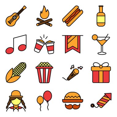 Junina simgeleri paketi. Ayrı semboller koleksiyonu 