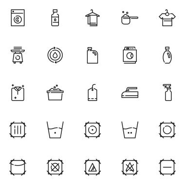 Çamaşır ikonları paketi. Ayrı semboller koleksiyonu 