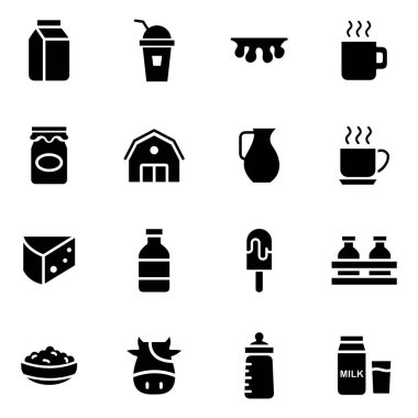 Süt simgeleri paketi. Ayrı semboller koleksiyonu 