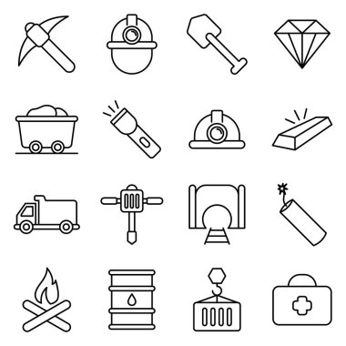 Madencilik simgeleri. Ayrı semboller koleksiyonu 