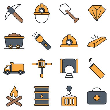 Madencilik simgeleri. Ayrı semboller koleksiyonu 