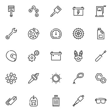 Motosiklet parçası simgeleri paketlendi. Ayrı semboller koleksiyonu 