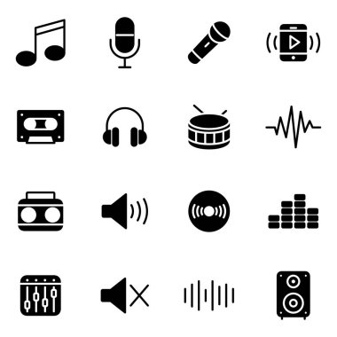 Müzik ikonları toplanır. Ayrı semboller koleksiyonu 