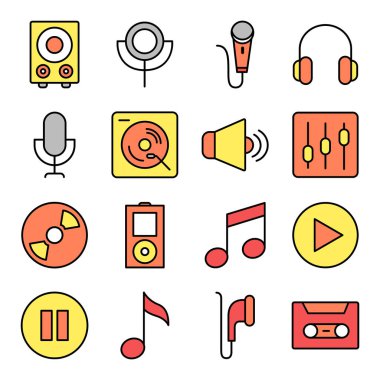 Müzik ikonları toplanır. Ayrı semboller koleksiyonu 