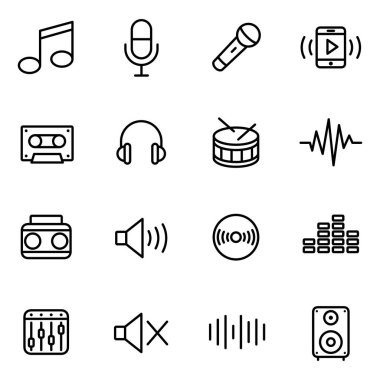 Müzik ikonları toplanır. Ayrı semboller koleksiyonu 