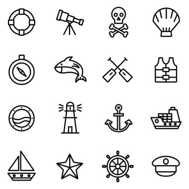 Deniz simgeleri paketi. Ayrı semboller koleksiyonu 