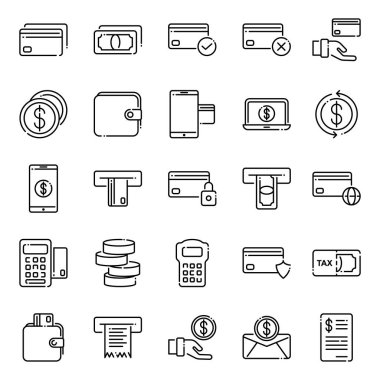 Ödeme simgeleri paketi. Ayrı semboller koleksiyonu 