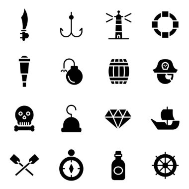 Korsan simgeleri paketi. Ayrı semboller koleksiyonu 