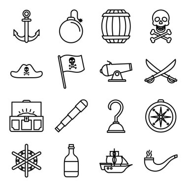 Korsan simgeleri paketi. Ayrı semboller koleksiyonu 