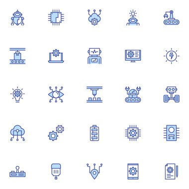 Robot simgeleri paketi. Ayrı semboller koleksiyonu 