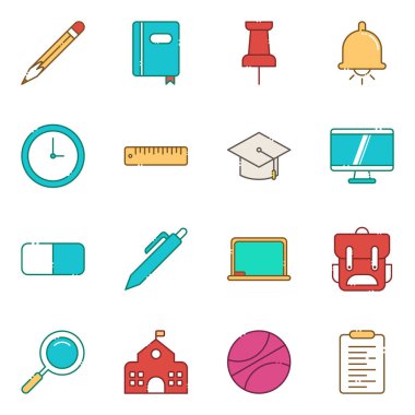 Okul ikonları paketi. Ayrı semboller koleksiyonu 