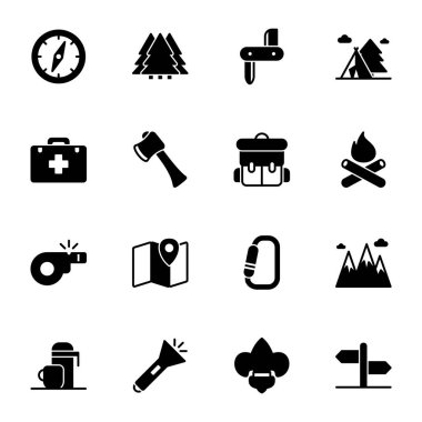 İzci ikonları paketi. Ayrı semboller koleksiyonu 