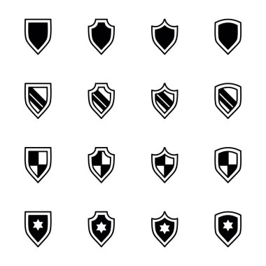 Kalkan simgeleri paketi. Ayrı semboller koleksiyonu 