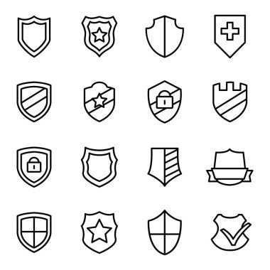 Kalkan simgeleri paketi. Ayrı semboller koleksiyonu 