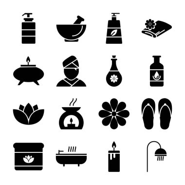 Spa ikonları paketi. Ayrı semboller koleksiyonu 