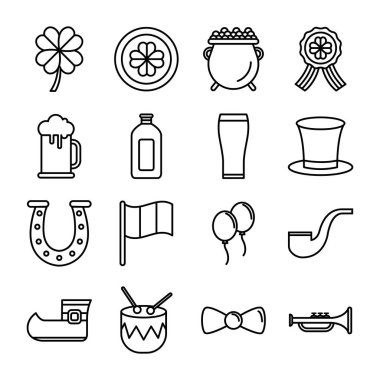 Aziz Patrick Günü simgeleri paketi. Ayrı semboller koleksiyonu 