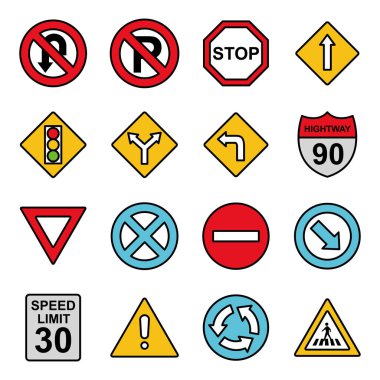 Sokak simgeleri paketi. Ayrı semboller koleksiyonu 