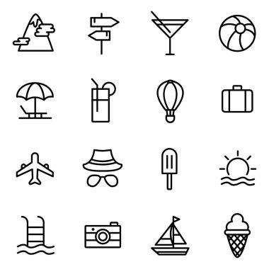 Yaz ikonları paketi. Ayrı semboller koleksiyonu 