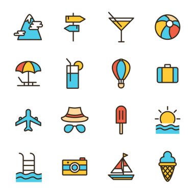 Yaz ikonları paketi. Ayrı semboller koleksiyonu 