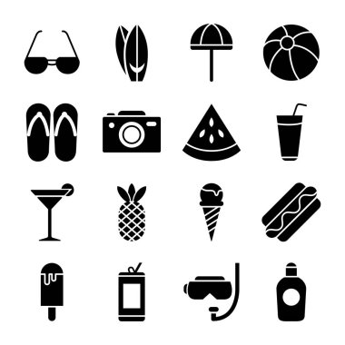 Yaz ikonları paketi. Ayrı semboller koleksiyonu 