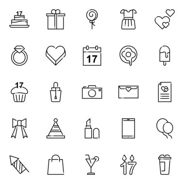 Tatlı ikonlar paketi. Ayrı semboller koleksiyonu 