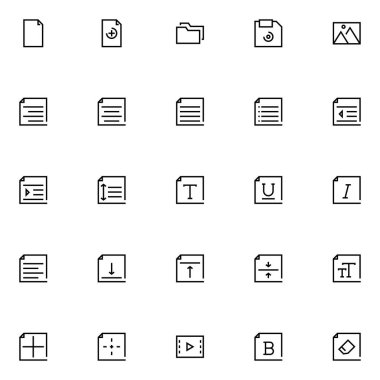 Metin düzenleyici simgeleri paketi. Ayrı semboller koleksiyonu 