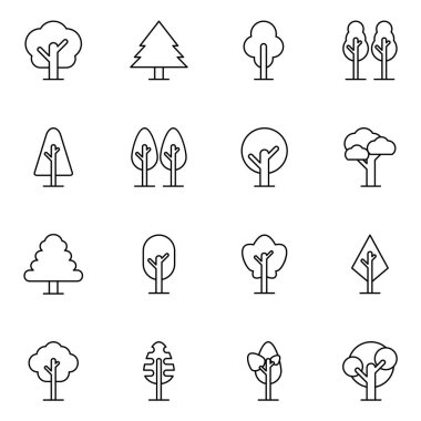 Ağaç simgeleri. Ayrı semboller koleksiyonu 
