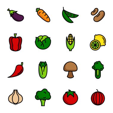 Sebze ikonları. Ayrı semboller koleksiyonu 