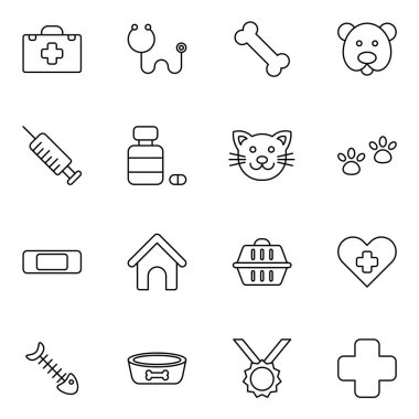 Veteriner ikonları paketi. Ayrı semboller koleksiyonu  