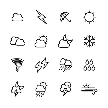 Hava ikonları paketi. Ayrı semboller koleksiyonu 